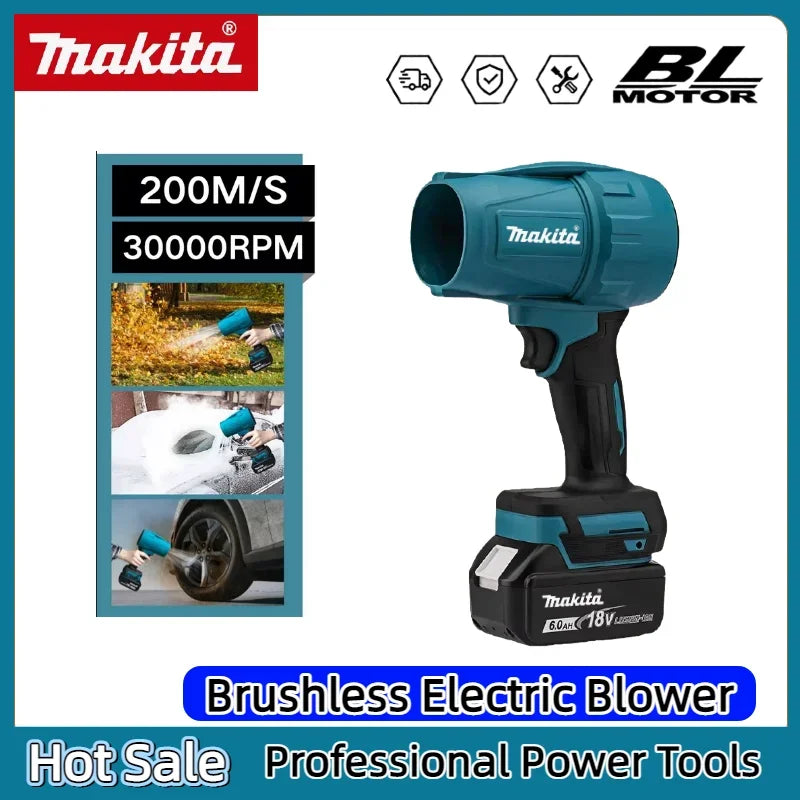 Makita 30,000 RPM 18V air dust wind speed turbine brushless fan, electric turbojet fan and light vehicle cleaning power tools (Skin Only)
