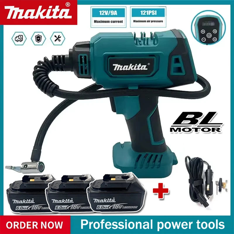 Makita Cordless Portable Electric Air Pump 12V Rechargeable Handheld Air Compressor For Cars For Makita 18V Battery